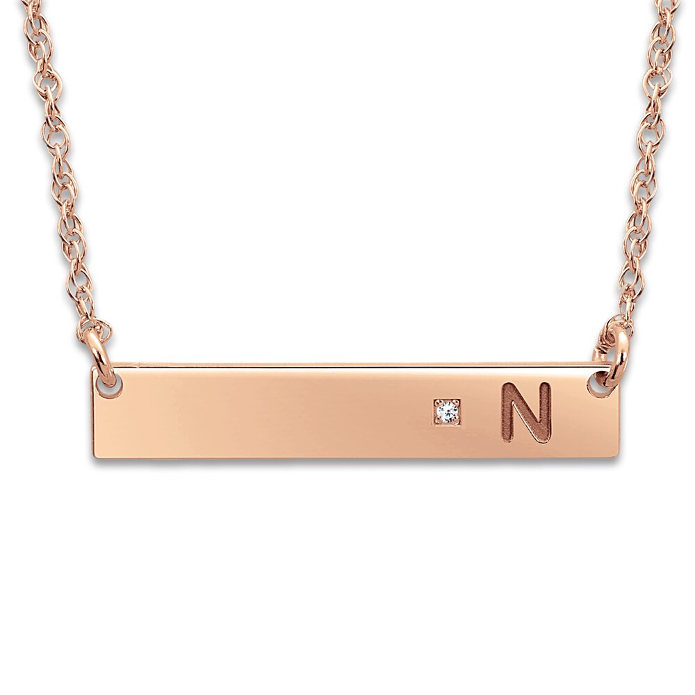 Bar Pendant Necklace Diamond Accent 14K Rose Gold 18" NuXKxhQP Bar Pendant Necklace Diamond Accent 14K Rose Gold 18" NuXKxhQP