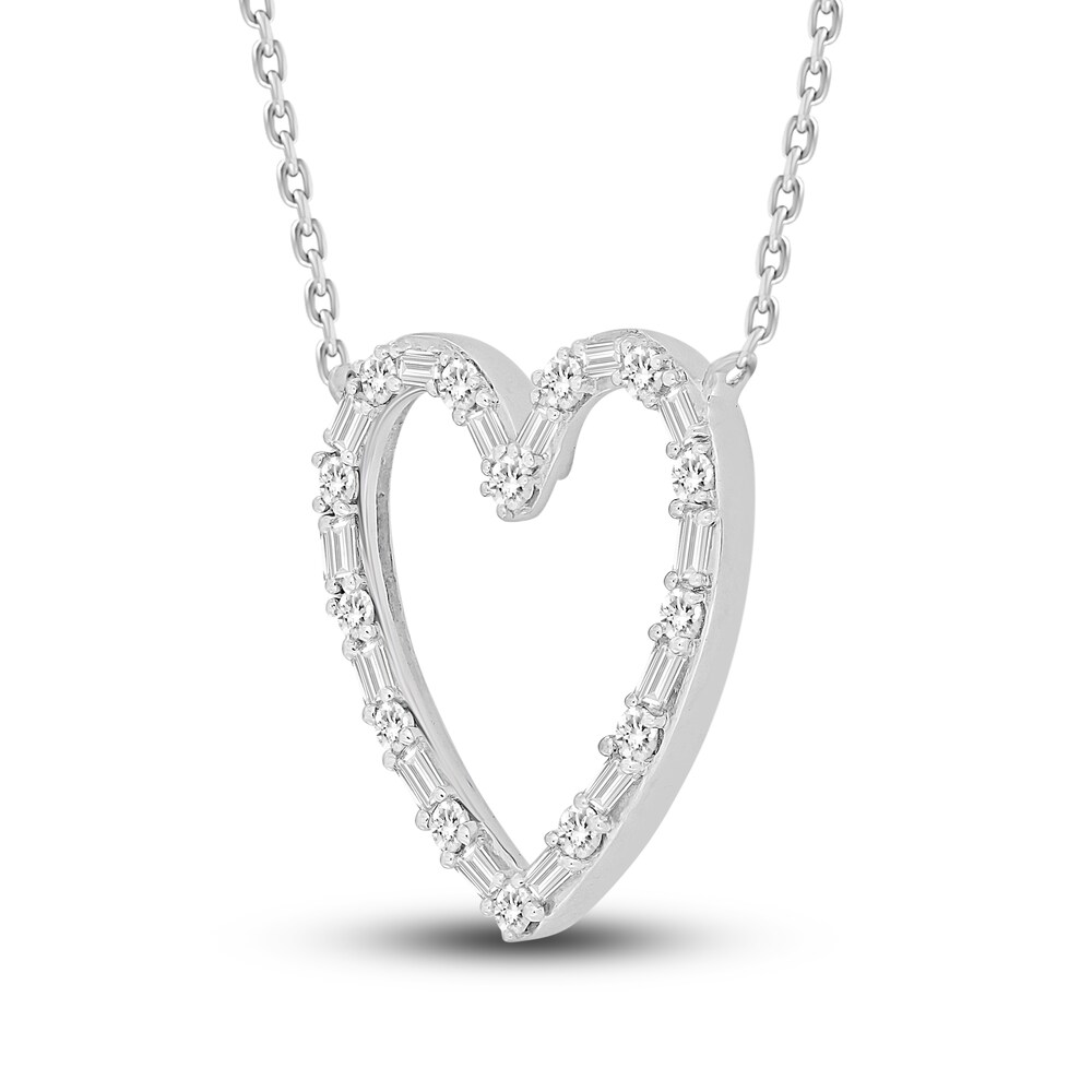 Diamond Heart Necklace 1/3 ct tw Round/Baguette 10K White Gold NwvCXxnt Diamond Heart Necklace 1/3 ct tw Round/Baguette 10K White Gold NwvCXxnt