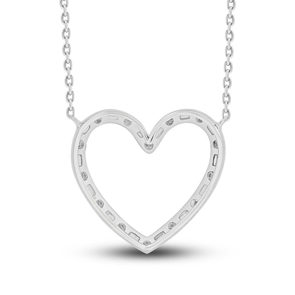 Diamond Heart Necklace 1/3 ct tw Round/Baguette 10K White Gold NwvCXxnt Diamond Heart Necklace 1/3 ct tw Round/Baguette 10K White Gold NwvCXxnt