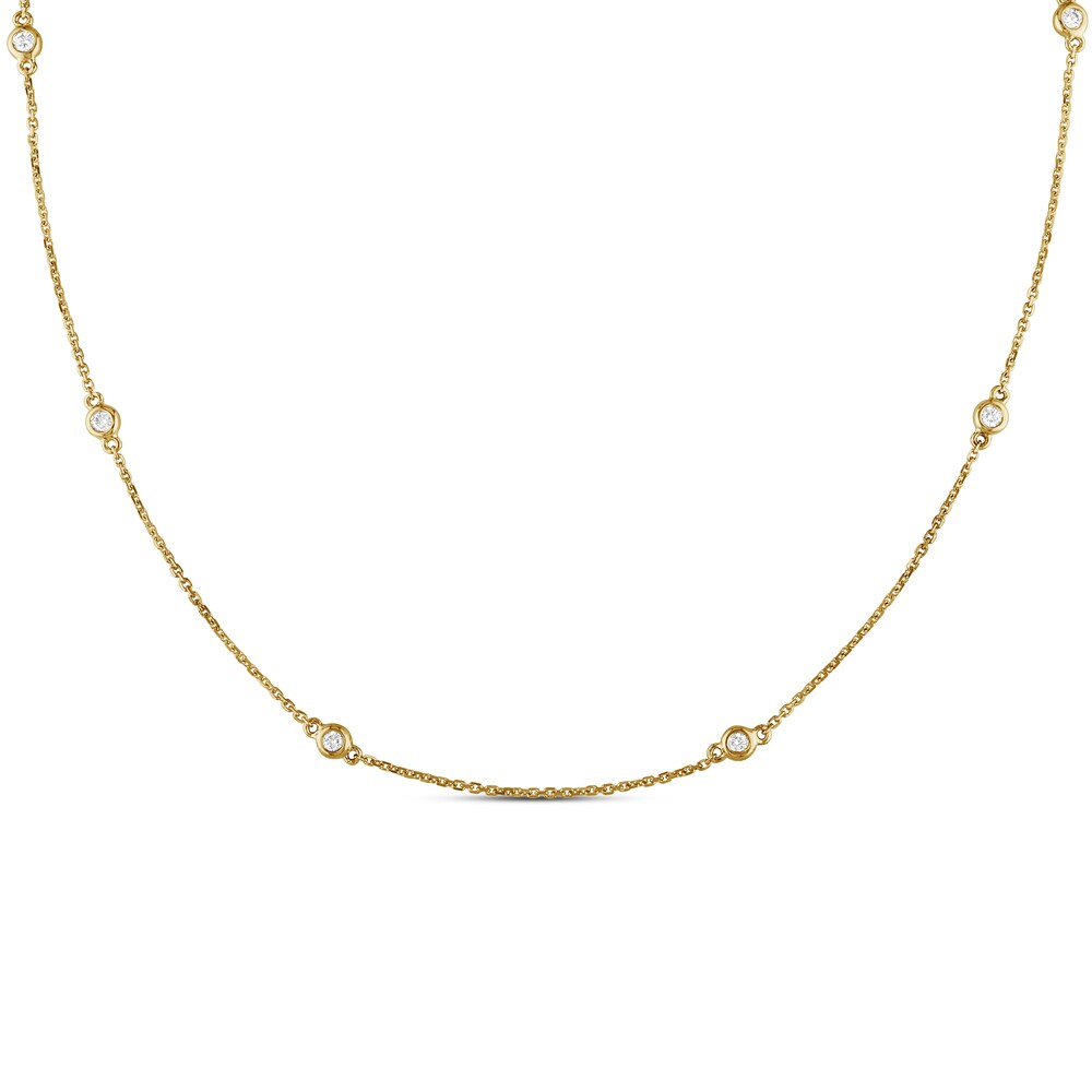 Diamond Station Necklace 1/4 carat tw Bezel-set 14K Yellow Gold O0WOJ50x