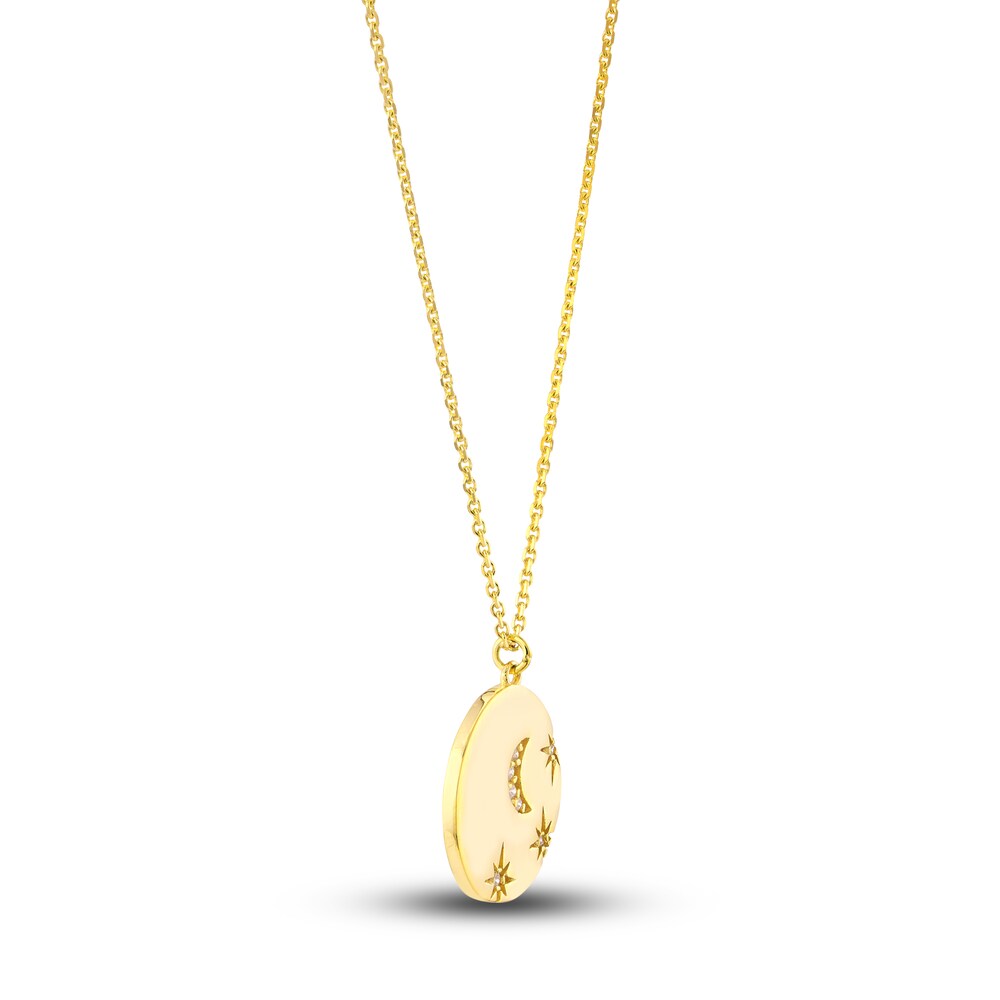Moon & Star Necklace Diamond Accents 14K Yellow Gold 18\" O10fnNqj Moon & Star Necklace Diamond Accents 14K Yellow Gold 18\" O10fnNqj