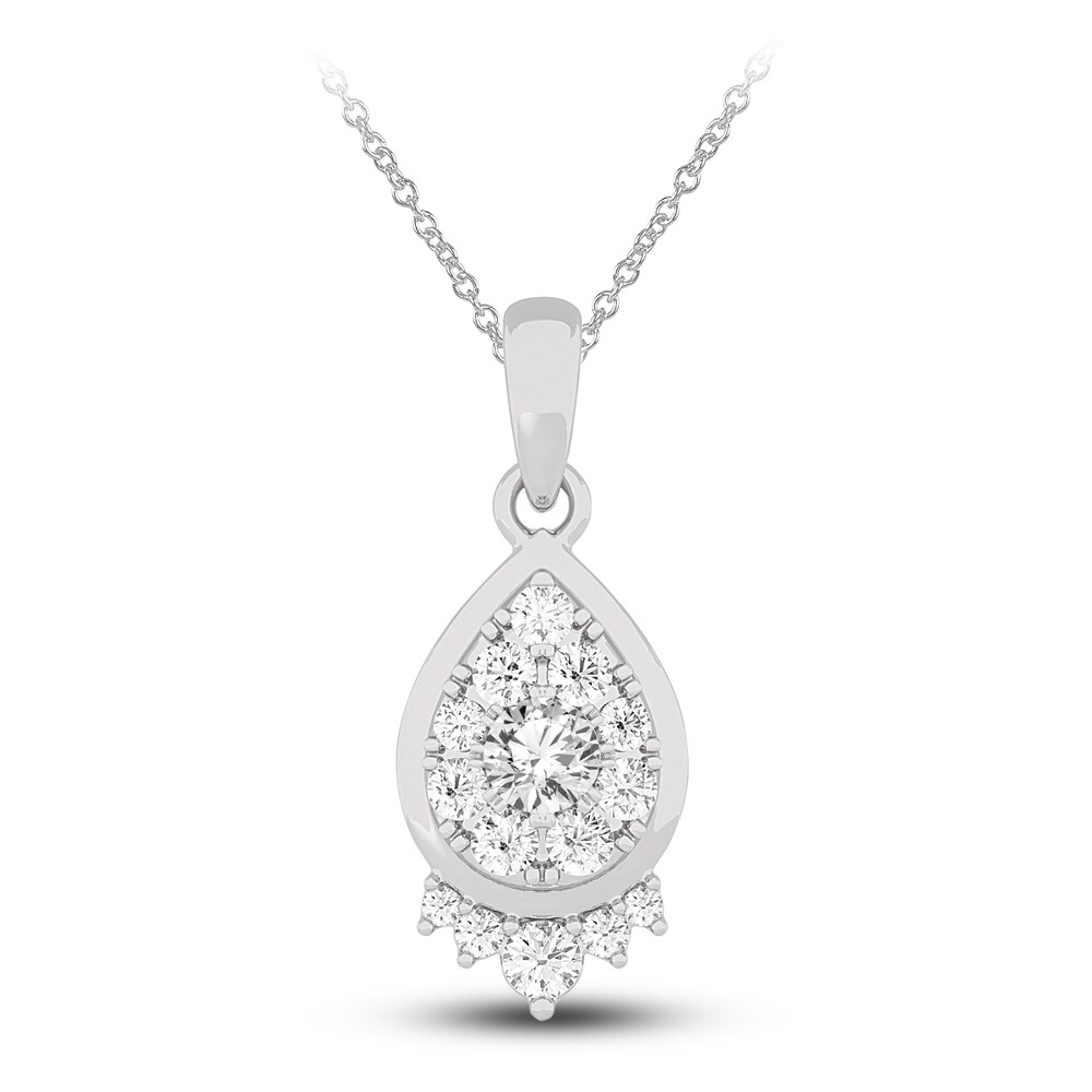 Diamond Pendant Necklace 1/2 ct tw Round 14K White Gold 18" OWqzFySQ Diamond Pendant Necklace 1/2 ct tw Round 14K White Gold 18" OWqzFySQ