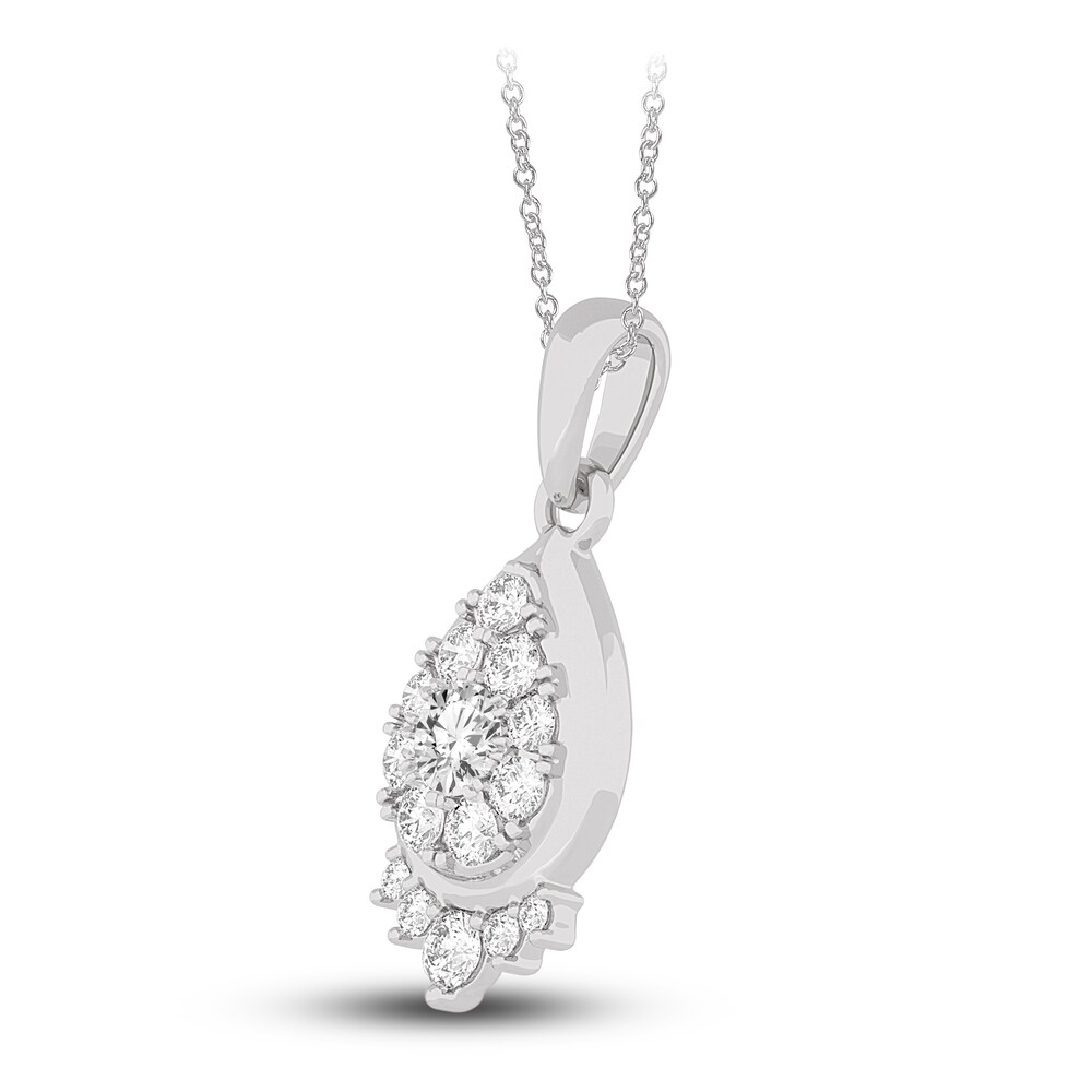 Diamond Pendant Necklace 1/2 ct tw Round 14K White Gold 18\" OWqzFySQ Diamond Pendant Necklace 1/2 ct tw Round 14K White Gold 18\" OWqzFySQ