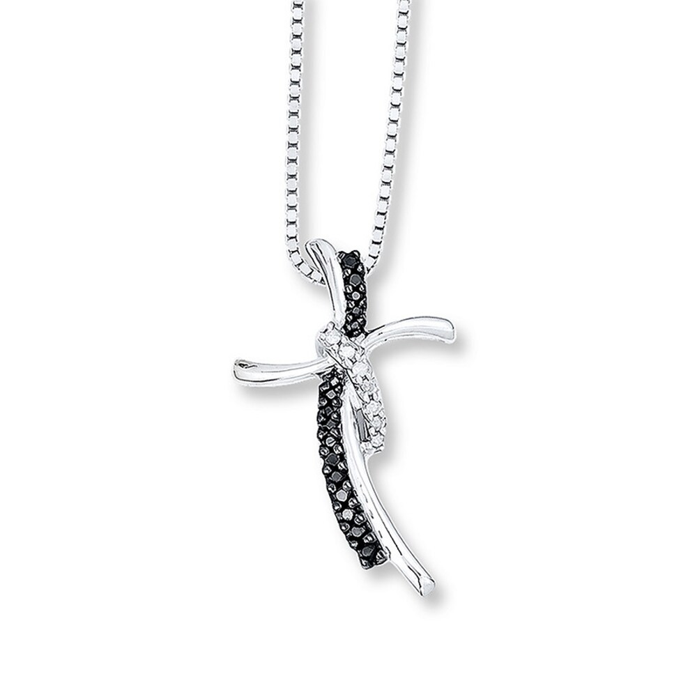 Black/White Diamond Cross Necklace 1/6 ct tw Sterling Silver Ota6XPqm Black/White Diamond Cross Necklace 1/6 ct tw Sterling Silver Ota6XPqm