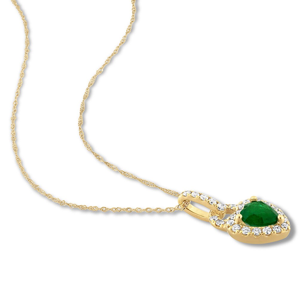 Natural Emerald Necklace 1/4 ct tw Diamonds 14K Yellow Gold Ow1ph976 Natural Emerald Necklace 1/4 ct tw Diamonds 14K Yellow Gold Ow1ph976