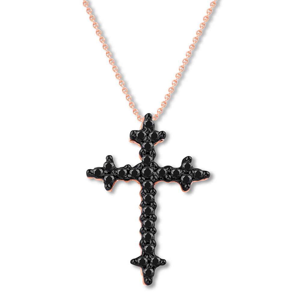 Black Diamond Cross Necklace 1/8 ct tw 10K Rose Gold PuTHHU6O Black Diamond Cross Necklace 1/8 ct tw 10K Rose Gold PuTHHU6O