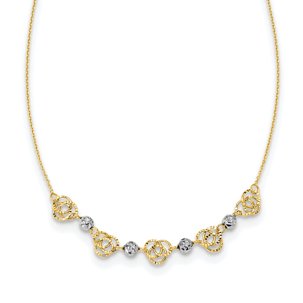Diamond-Cut Bead & Knot Necklace 14K Two-Tone Gold 18" Q236t3Z5 Diamond-Cut Bead & Knot Necklace 14K Two-Tone Gold 18" Q236t3Z5