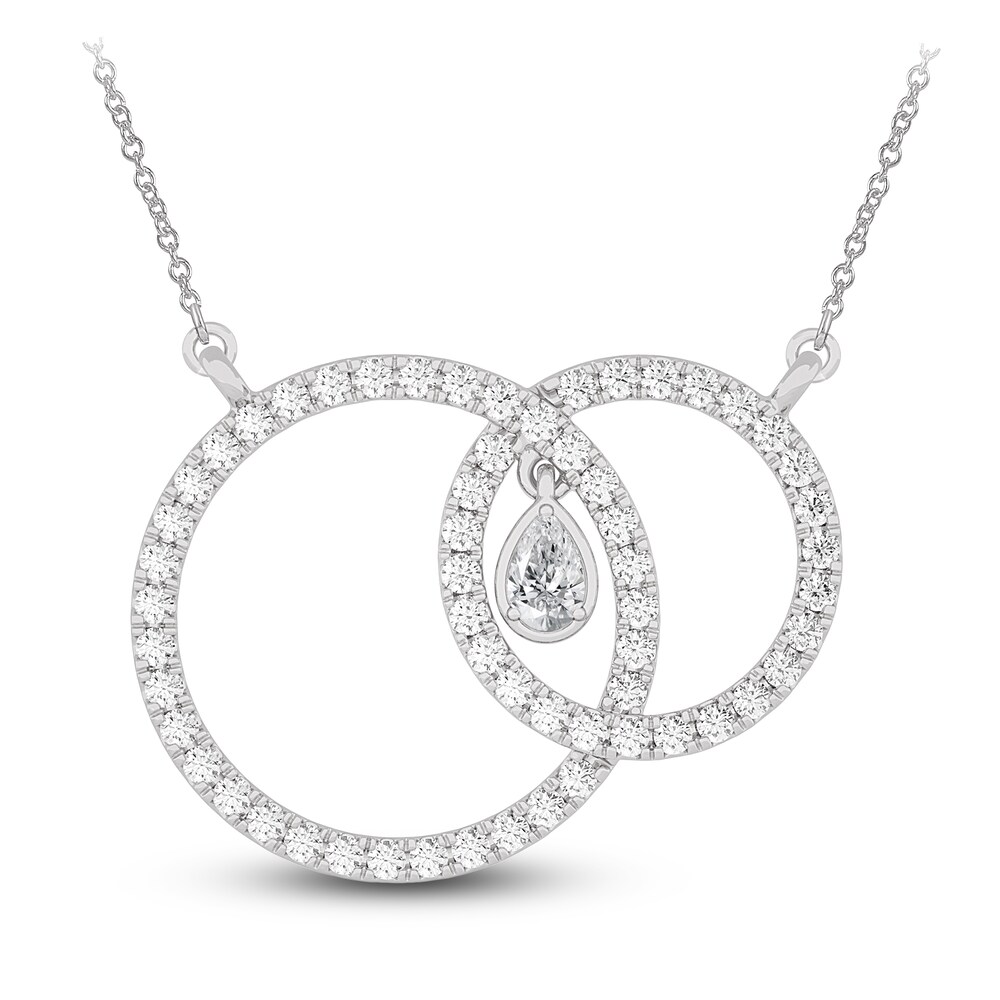Diamond Pendant Necklace 7/8 ct tw Pear/Round 14K White Gold 18" QKGasE9E Diamond Pendant Necklace 7/8 ct tw Pear/Round 14K White Gold 18" QKGasE9E