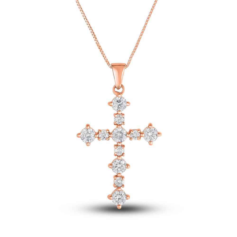 Diamond Cross Pendant Necklace 1 ct tw Round 14K Rose Gold 18" QSYmBz0X Diamond Cross Pendant Necklace 1 ct tw Round 14K Rose Gold 18" QSYmBz0X