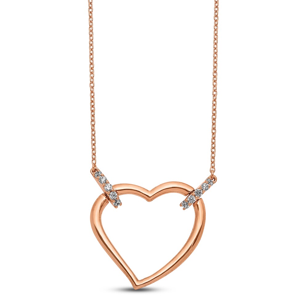 Diamond Fancy Heart Pendant 1/5 ct tw 14K Rose Gold QhPjKbRv Diamond Fancy Heart Pendant 1/5 ct tw 14K Rose Gold QhPjKbRv