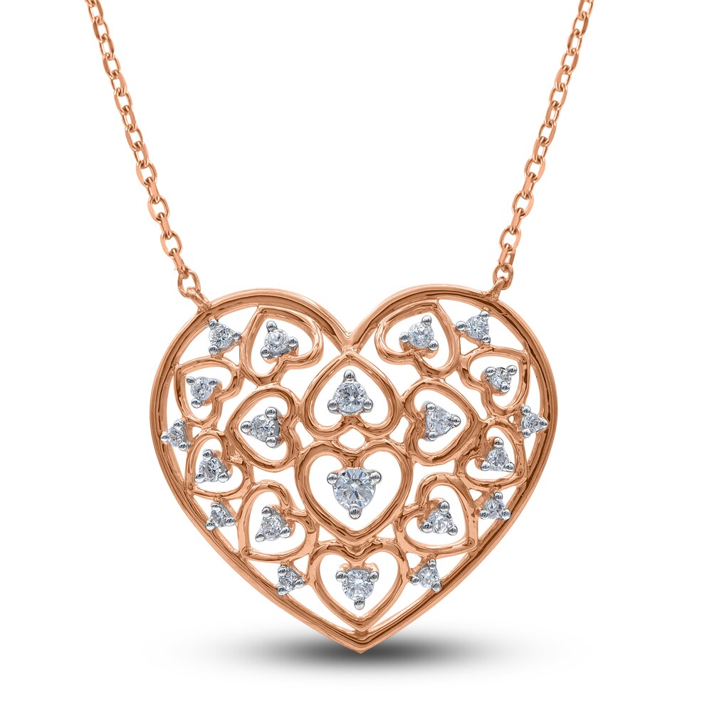 Diamond Heart Necklace 1/4 ct tw Round 14K Rose Gold 18" R0bWmD0k Diamond Heart Necklace 1/4 ct tw Round 14K Rose Gold 18" R0bWmD0k