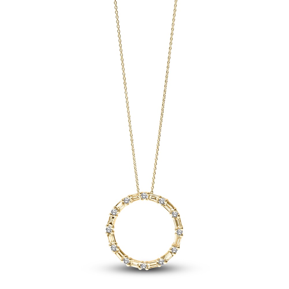 Diamond Circle Necklace 1/2 ct tw Round/Baguette 14K Yellow Gold 16" R4NGmsRP Diamond Circle Necklace 1/2 ct tw Round/Baguette 14K Yellow Gold 16" R4NGmsRP