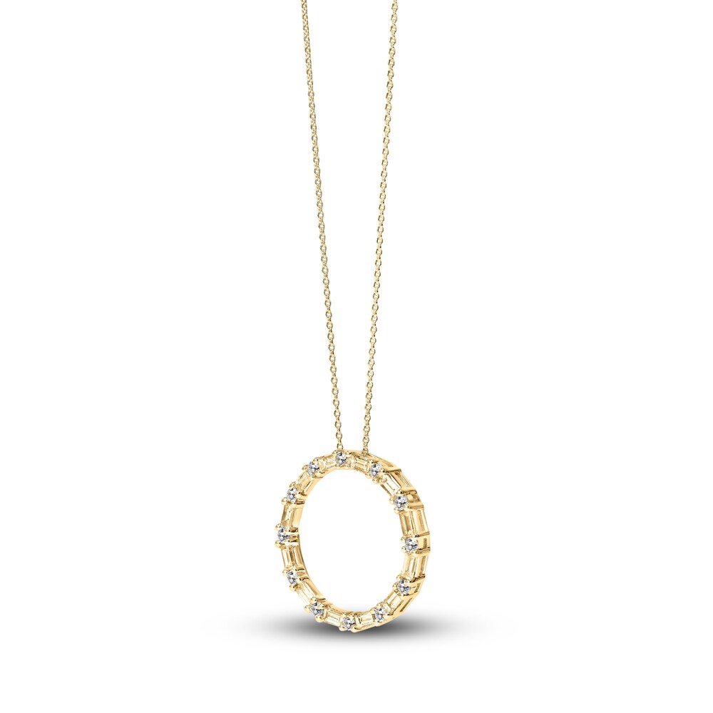 Diamond Circle Necklace 1/2 ct tw Round/Baguette 14K Yellow Gold 16\" R4NGmsRP Diamond Circle Necklace 1/2 ct tw Round/Baguette 14K Yellow Gold 16\" R4NGmsRP