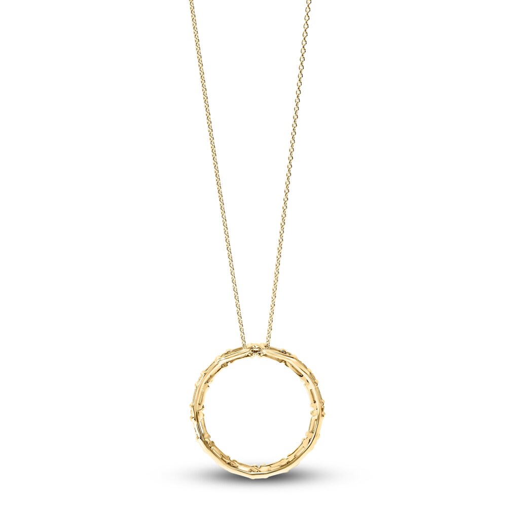 Diamond Circle Necklace 1/2 ct tw Round/Baguette 14K Yellow Gold 16\" R4NGmsRP Diamond Circle Necklace 1/2 ct tw Round/Baguette 14K Yellow Gold 16\" R4NGmsRP
