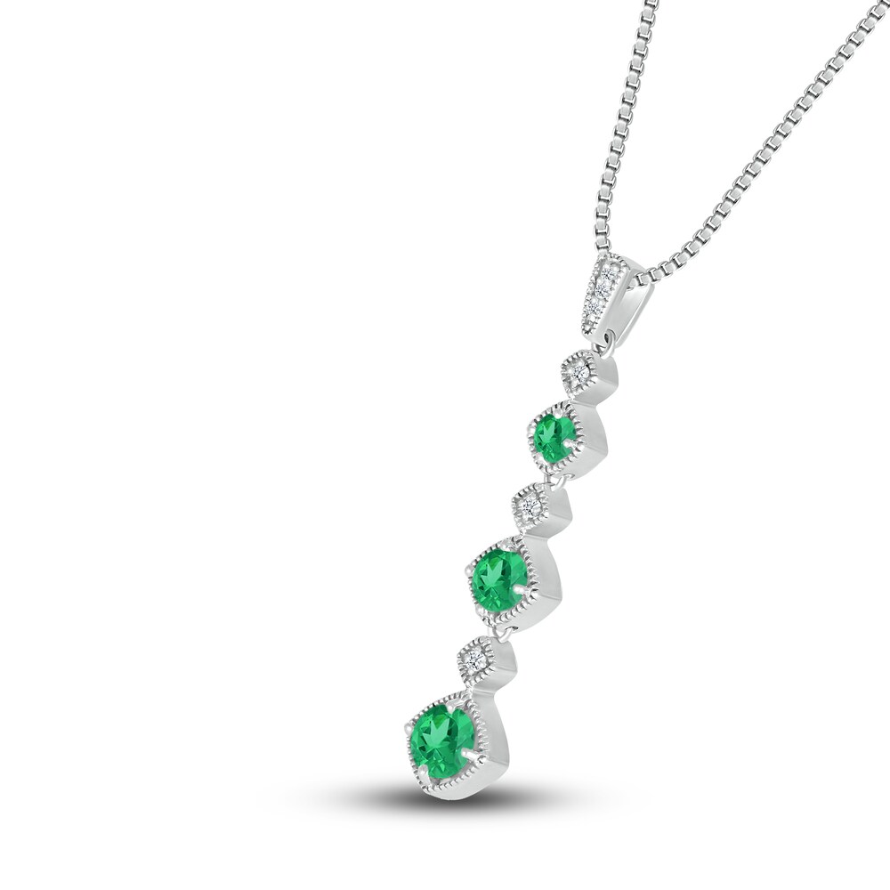 Lab-Created Emerald Necklace 1/20 ct tw Diamonds Sterling Silver R75SZ2YI Lab-Created Emerald Necklace 1/20 ct tw Diamonds Sterling Silver R75SZ2YI
