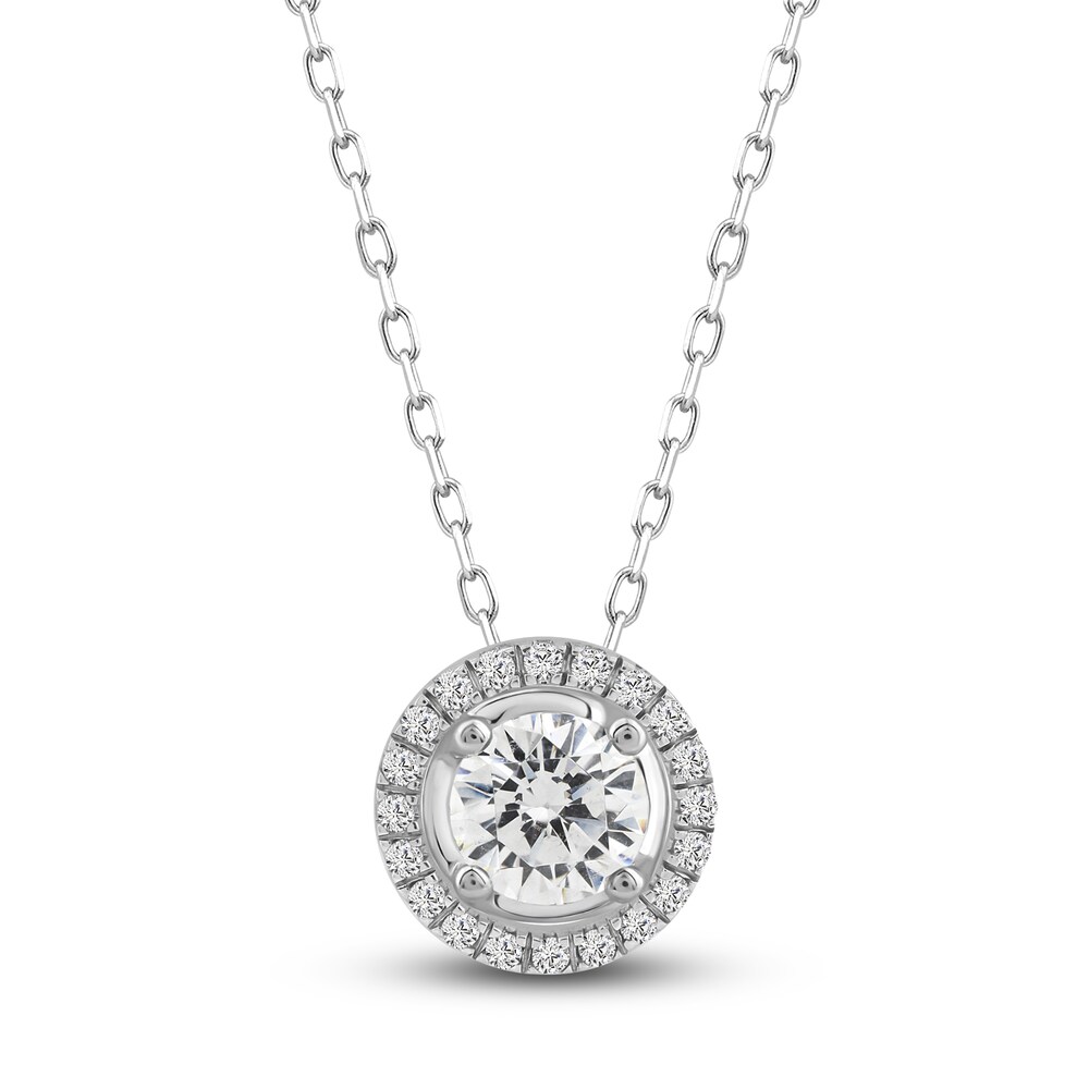 Diamond Pendant Necklace 1 ct tw Round 10K White Gold 18\" RIaXq8pb Diamond Pendant Necklace 1 ct tw Round 10K White Gold 18\" RIaXq8pb