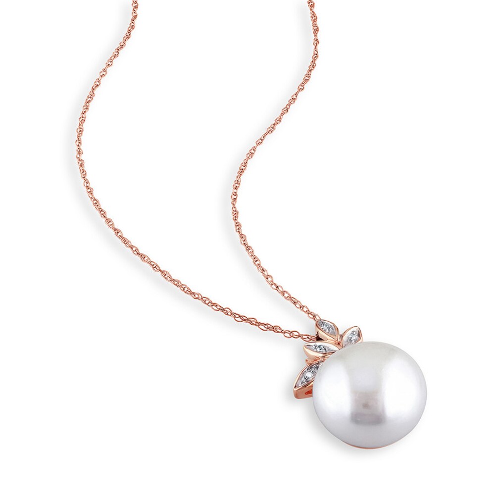 Cultured Pearl Necklace Diamond Accent 10K Rose Gold RQuFsBdD