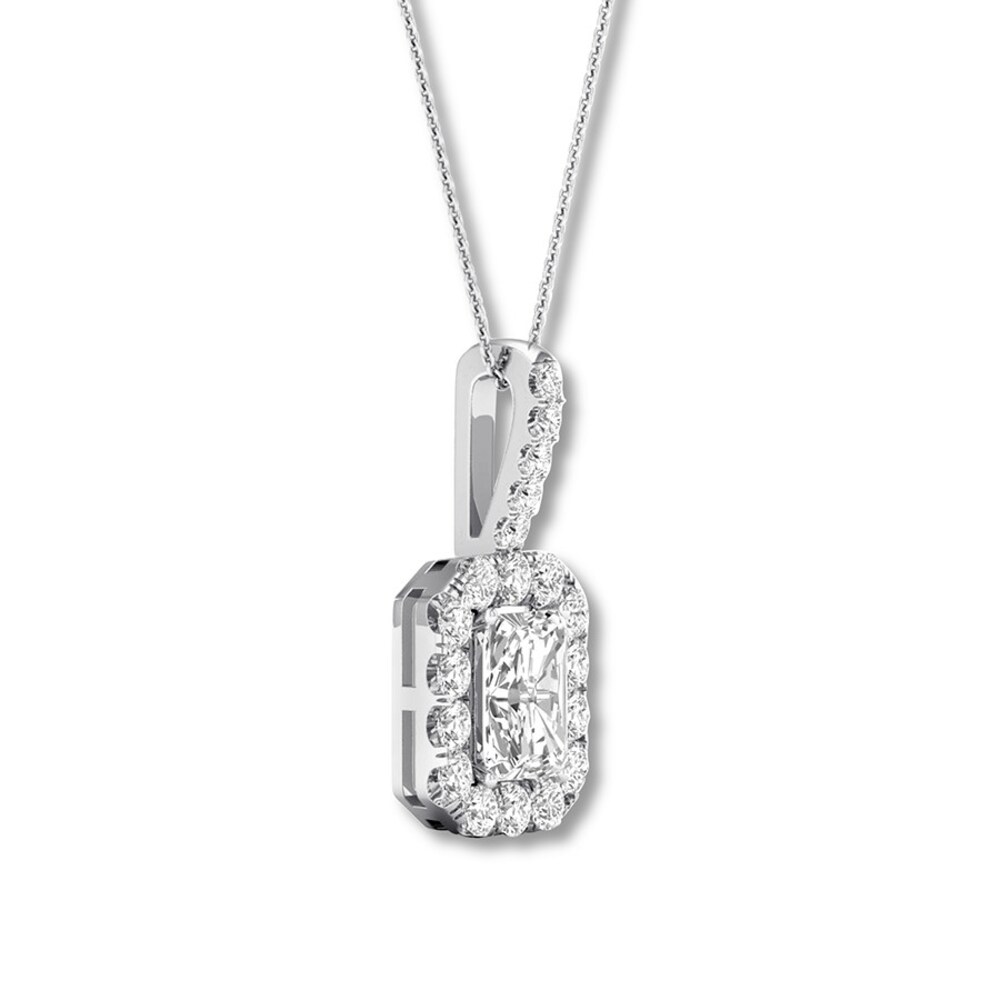Diamond Necklace 1-1/2 ct tw Emerald-cut/Round 14K White Gold RTEch8kS Diamond Necklace 1-1/2 ct tw Emerald-cut/Round 14K White Gold RTEch8kS