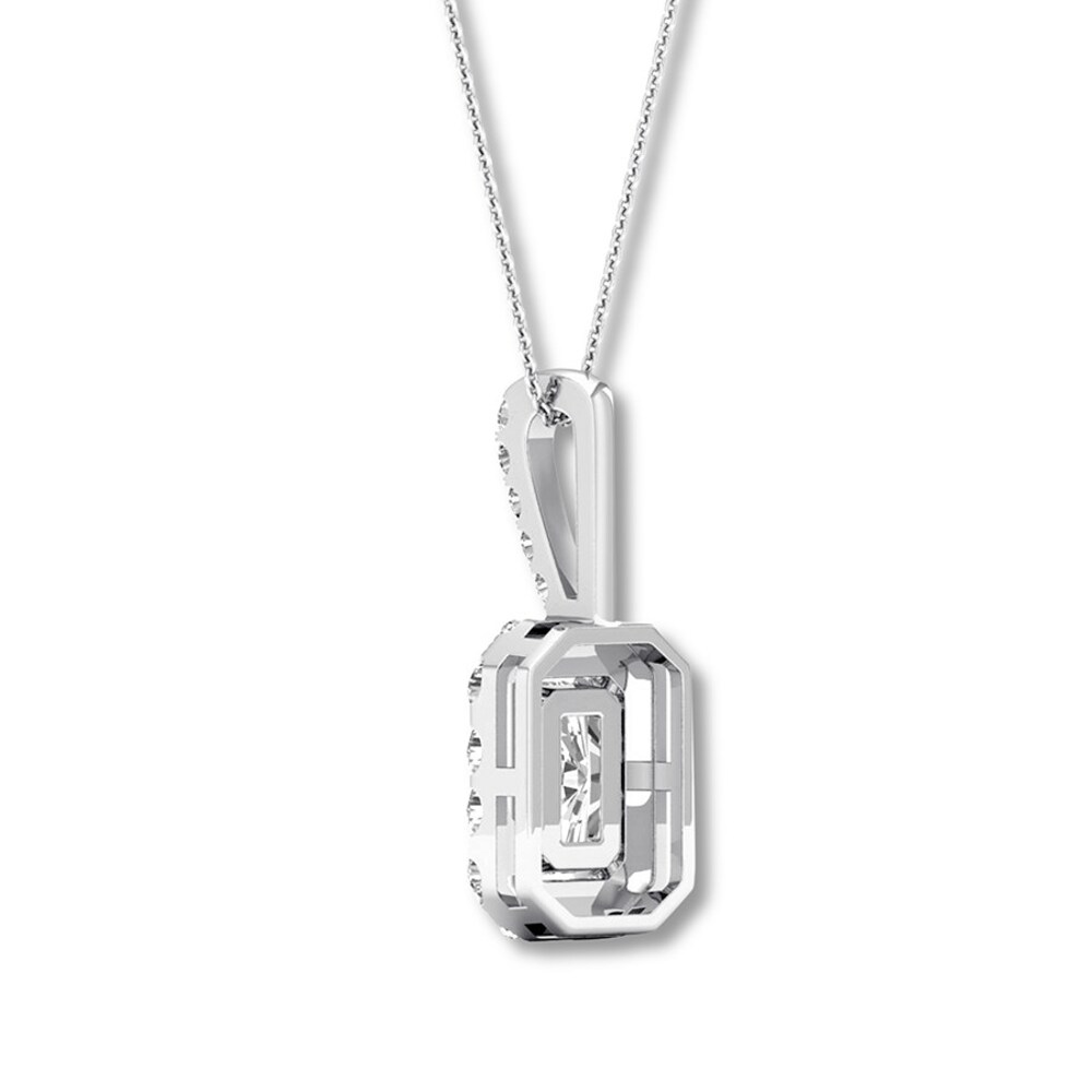 Diamond Necklace 1-1/2 ct tw Emerald-cut/Round 14K White Gold RTEch8kS Diamond Necklace 1-1/2 ct tw Emerald-cut/Round 14K White Gold RTEch8kS