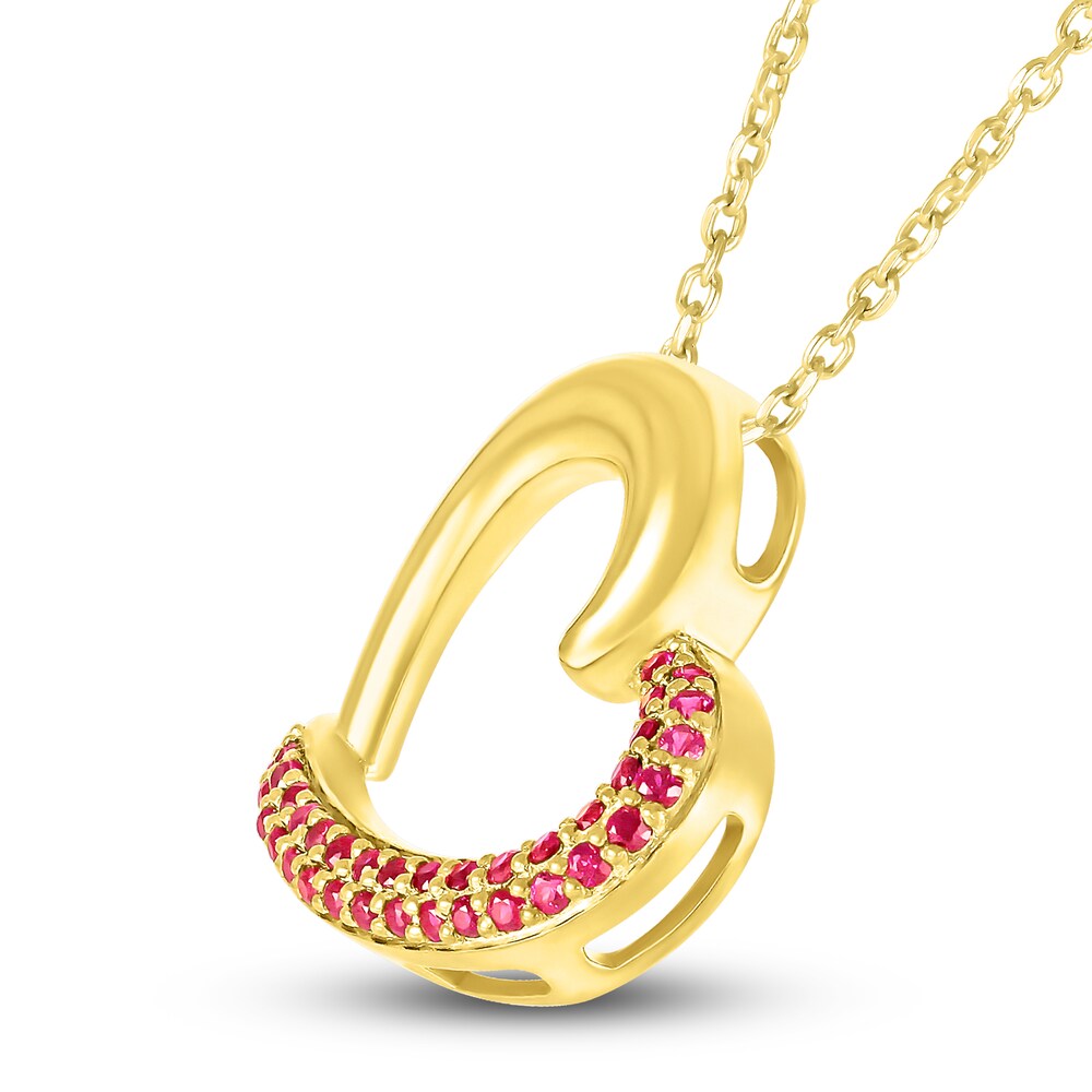 Lab-Created Ruby Heart Necklace 10K Yellow Gold 18\" Rds5fYRQ Lab-Created Ruby Heart Necklace 10K Yellow Gold 18\" Rds5fYRQ