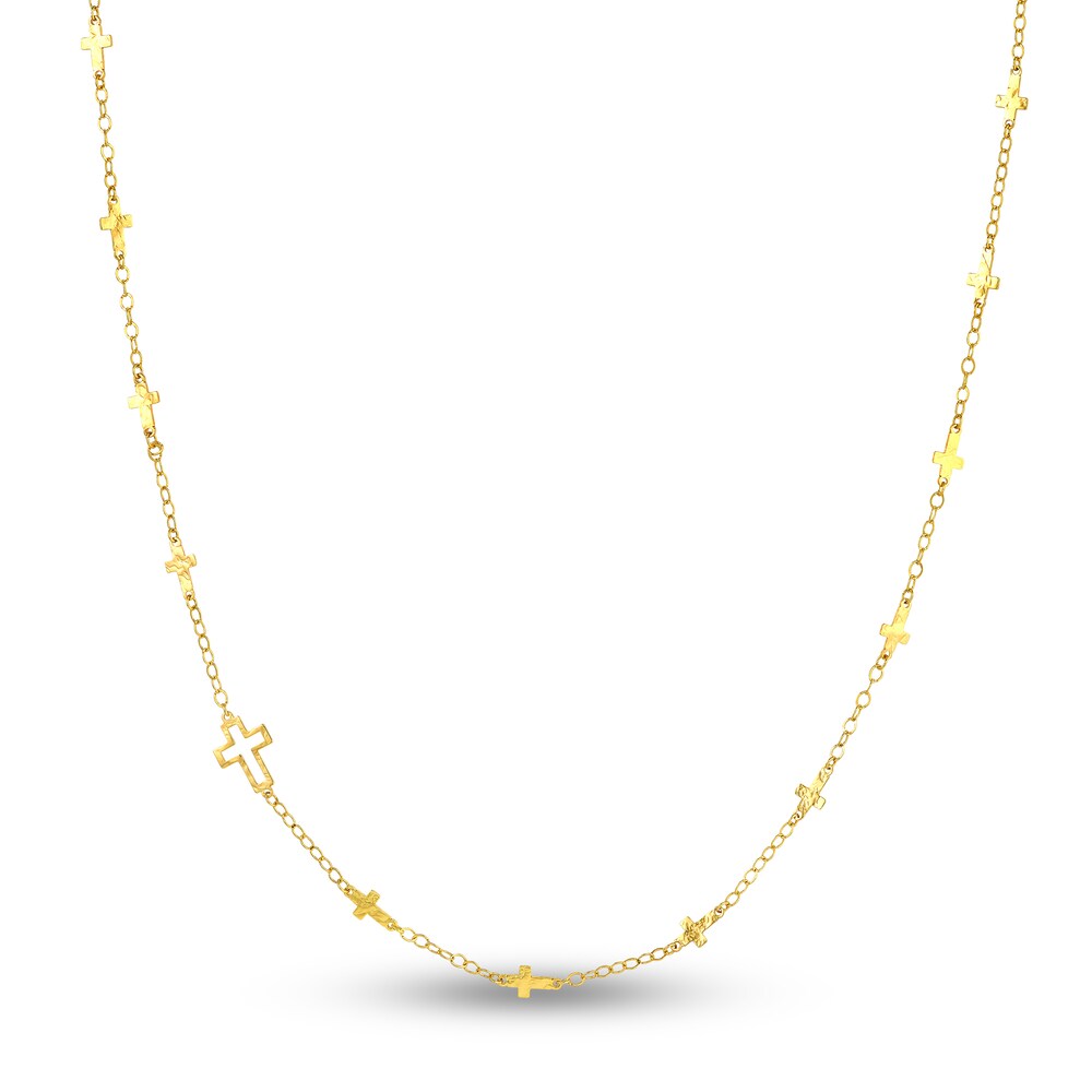 Cross Station Necklace 14K Yellow Gold 18" Rlm4YacB Cross Station Necklace 14K Yellow Gold 18" Rlm4YacB