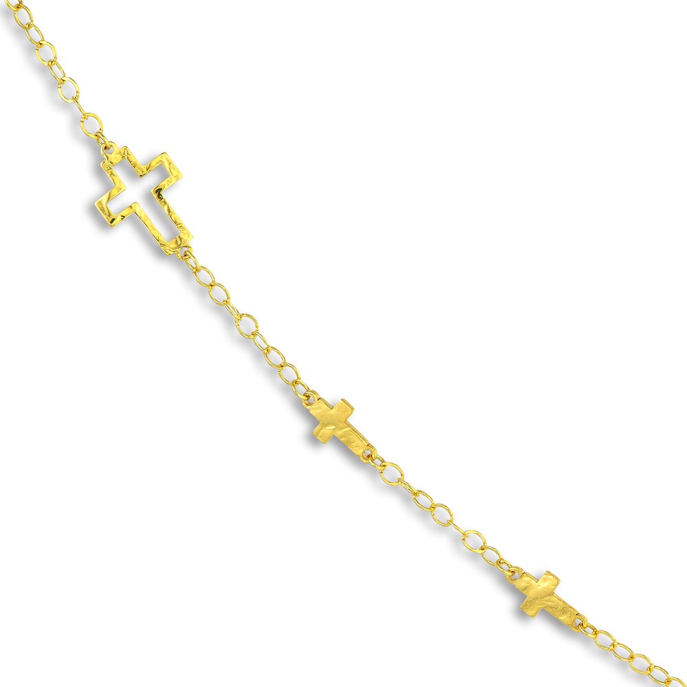 Cross Station Necklace 14K Yellow Gold 18\" Rlm4YacB