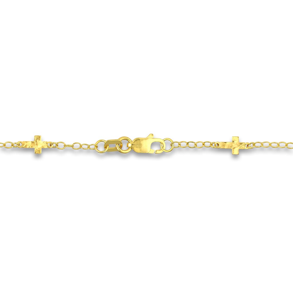 Cross Station Necklace 14K Yellow Gold 18\" Rlm4YacB