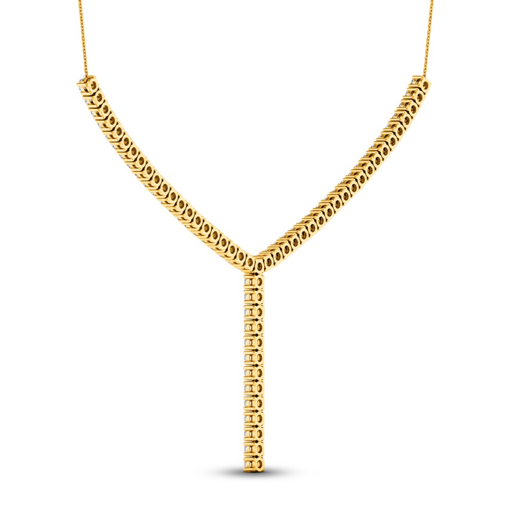 Lab-Created Diamond Lariat Necklace 5 ct tw Round 14K Yellow Gold 18\" SAyruMQg Lab-Created Diamond Lariat Necklace 5 ct tw Round 14K Yellow Gold 18\" SAyruMQg