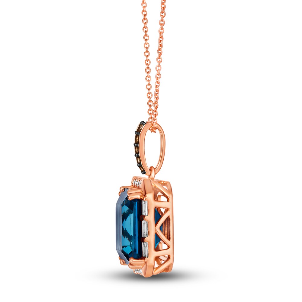 Le Vian Natural Blue Topaz Pendant Necklace 1/3 ct tw Round 14K Strawberry Gold 19\" SHVm363z Le Vian Natural Blue Topaz Pendant Necklace 1/3 ct tw Round 14K Strawberry Gold 19\" SHVm363z