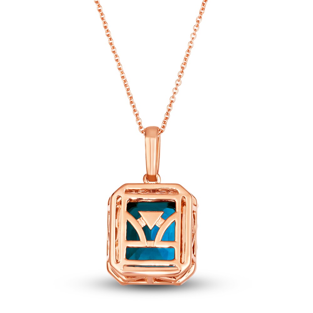 Le Vian Natural Blue Topaz Pendant Necklace 1/3 ct tw Round 14K Strawberry Gold 19\" SHVm363z Le Vian Natural Blue Topaz Pendant Necklace 1/3 ct tw Round 14K Strawberry Gold 19\" SHVm363z