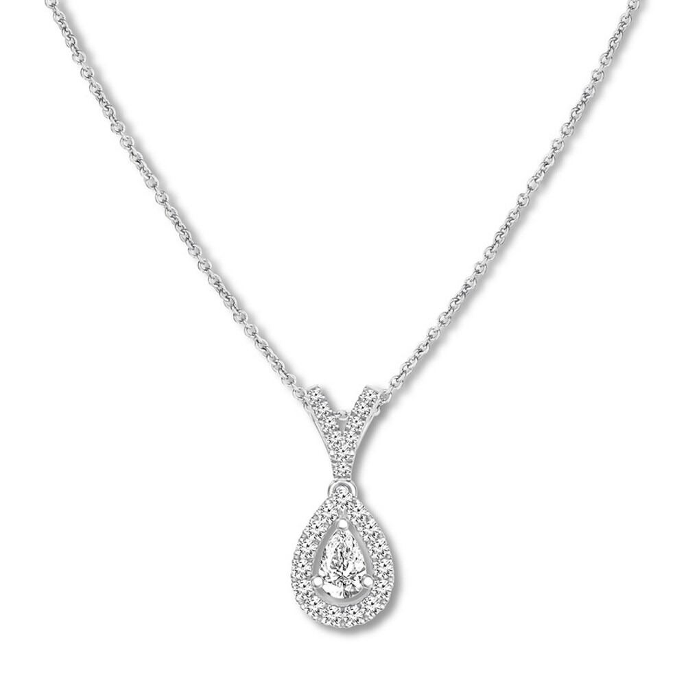 Diamond Necklace 1/4 ct tw Pear-shaped/Round 10K White Gold SQKgtbL3 Diamond Necklace 1/4 ct tw Pear-shaped/Round 10K White Gold SQKgtbL3