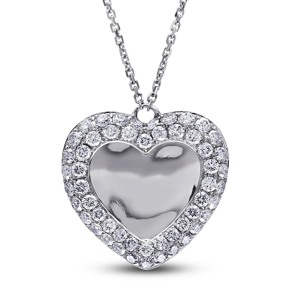 Diamond Heart Pendant Necklace 1 ct tw Round 14K White Gold 17" Sb7W52nu Diamond Heart Pendant Necklace 1 ct tw Round 14K White Gold 17" Sb7W52nu