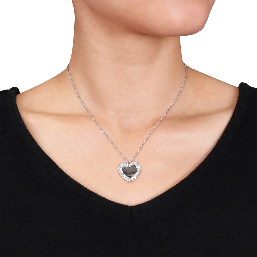 Diamond Heart Pendant Necklace 1 ct tw Round 14K White Gold 17\" Sb7W52nu Diamond Heart Pendant Necklace 1 ct tw Round 14K White Gold 17\" Sb7W52nu