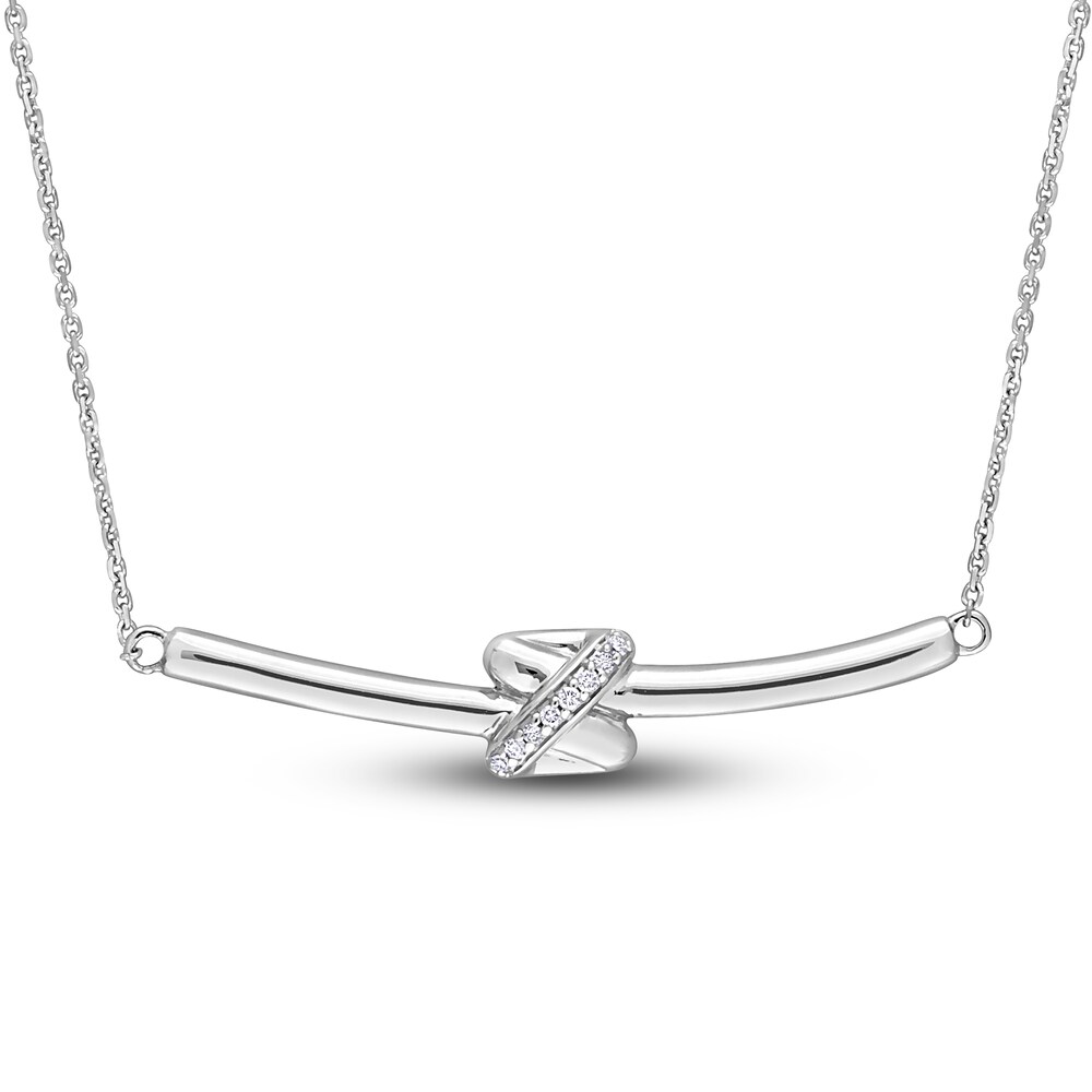 Diamond Bar Y-Knot Necklace 1/20 ct tw Round 14K White Gold 17" Siylw5hm Diamond Bar Y-Knot Necklace 1/20 ct tw Round 14K White Gold 17" Siylw5hm