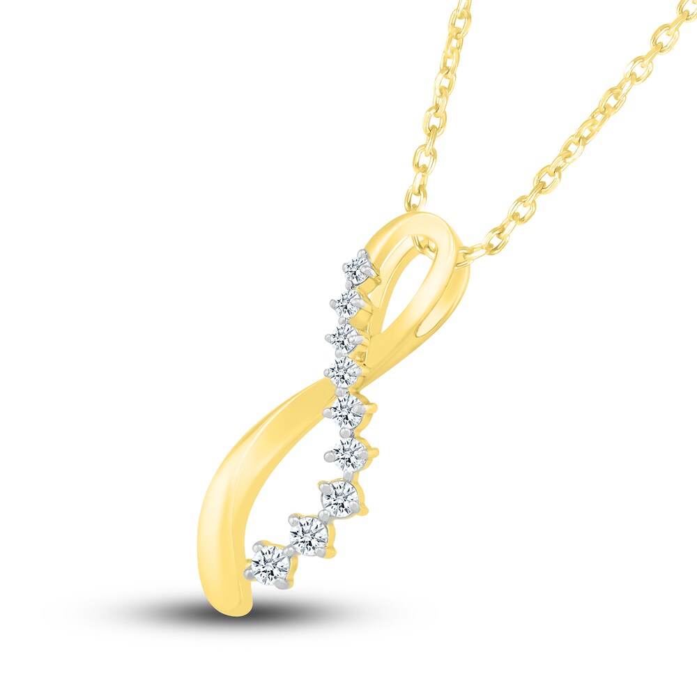 Diamond Infinity Twist Pendant Necklace 1/4 ct tw Round 10K Yellow Gold 18\" SvXNm6Ap Diamond Infinity Twist Pendant Necklace 1/4 ct tw Round 10K Yellow Gold 18\" SvXNm6Ap