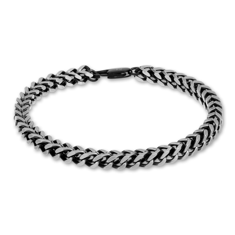 Men\'s Foxtail Chain Necklace/Bracelet Set Black Ion-Plated Stainless Steel Sx7GHFE9 Men\'s Foxtail Chain Necklace/Bracelet Set Black Ion-Plated Stainless Steel Sx7GHFE9