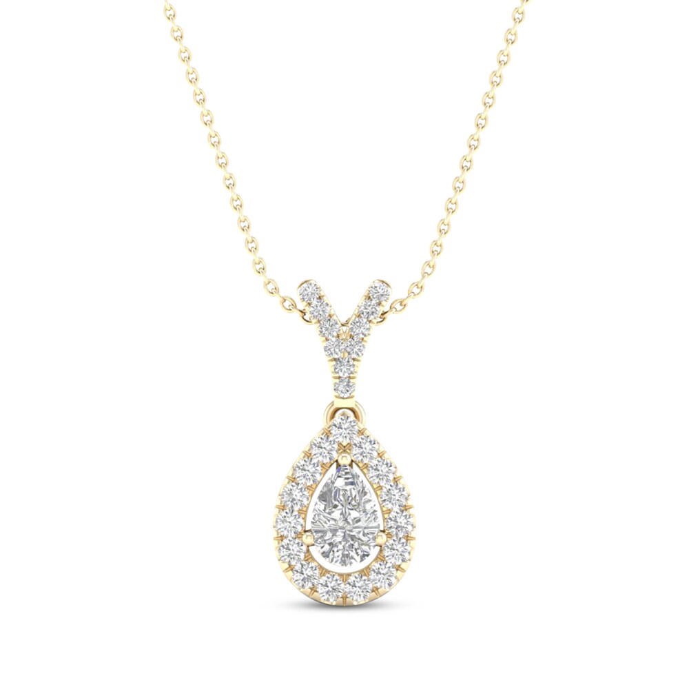 Diamond Necklace 1/4 ct tw Round 10K Yellow Gold SyKhNdms Diamond Necklace 1/4 ct tw Round 10K Yellow Gold SyKhNdms