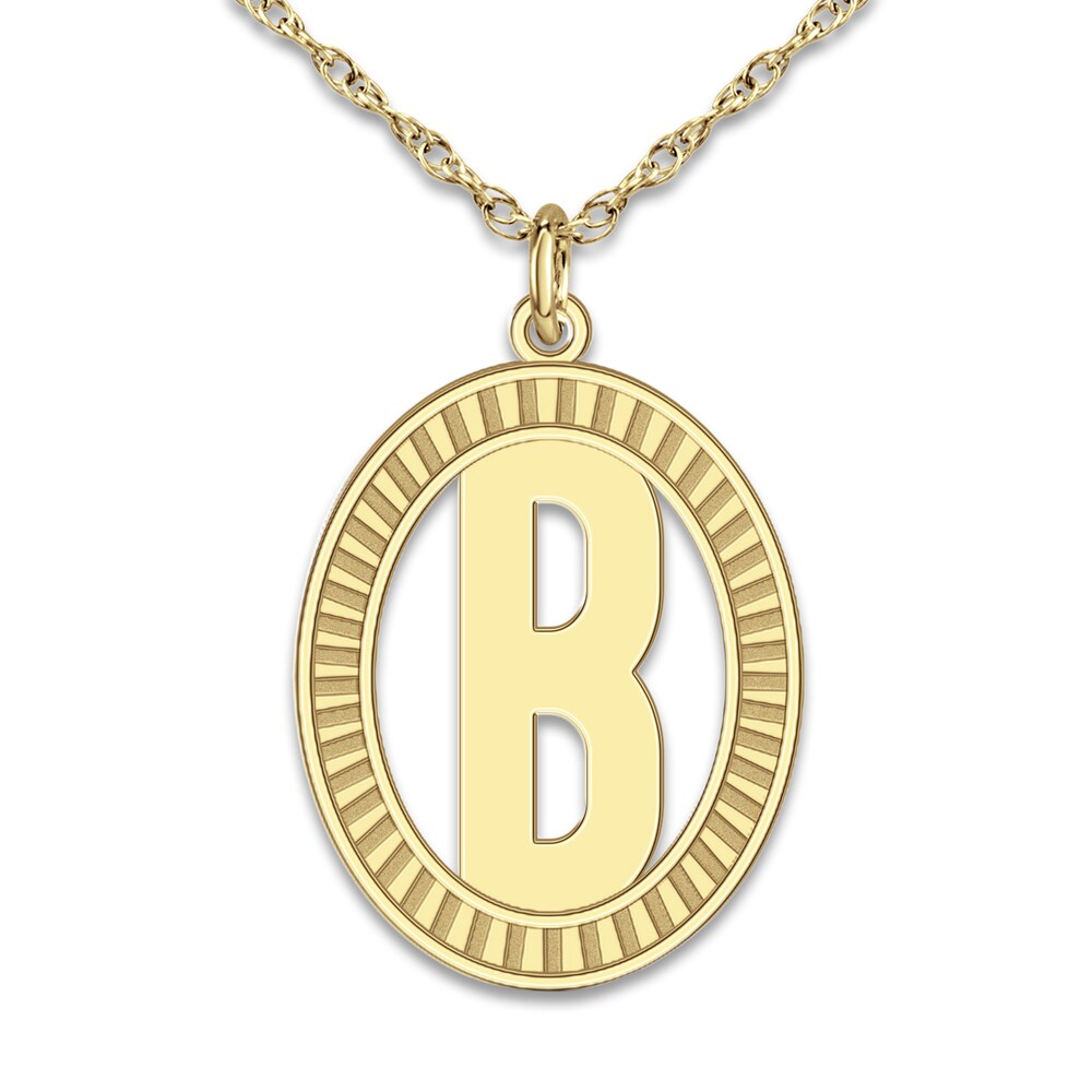 Initial Pendant Necklace 10K Yellow Gold 18" TB2LrenN Initial Pendant Necklace 10K Yellow Gold 18" TB2LrenN