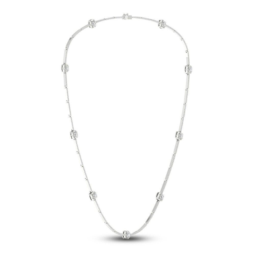Men's Lab-Created Diamond Chain Necklace 5 ct tw Round 14K White Gold 22" THhCEiEK Men's Lab-Created Diamond Chain Necklace 5 ct tw Round 14K White Gold 22" THhCEiEK