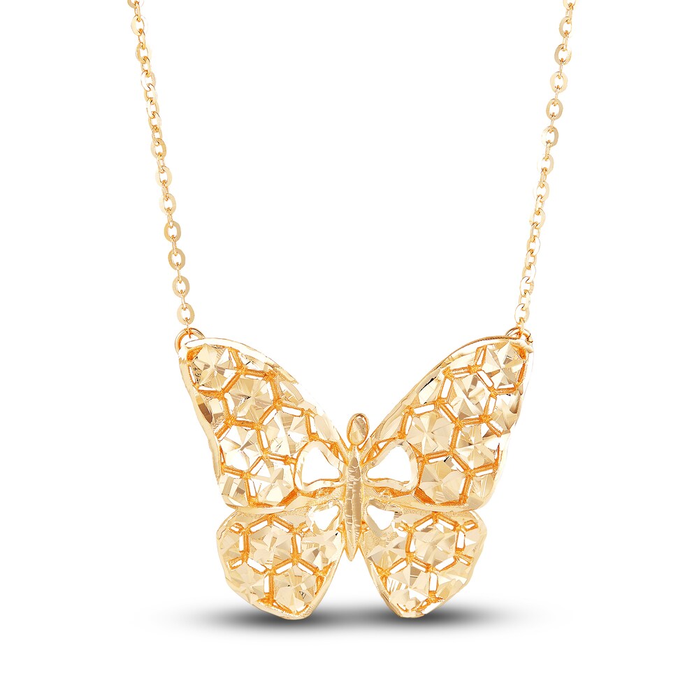 Italia D'Oro Butterfly Pendant Necklace 14K Yellow Gold 16" TQFNvrKB Italia D'Oro Butterfly Pendant Necklace 14K Yellow Gold 16" TQFNvrKB