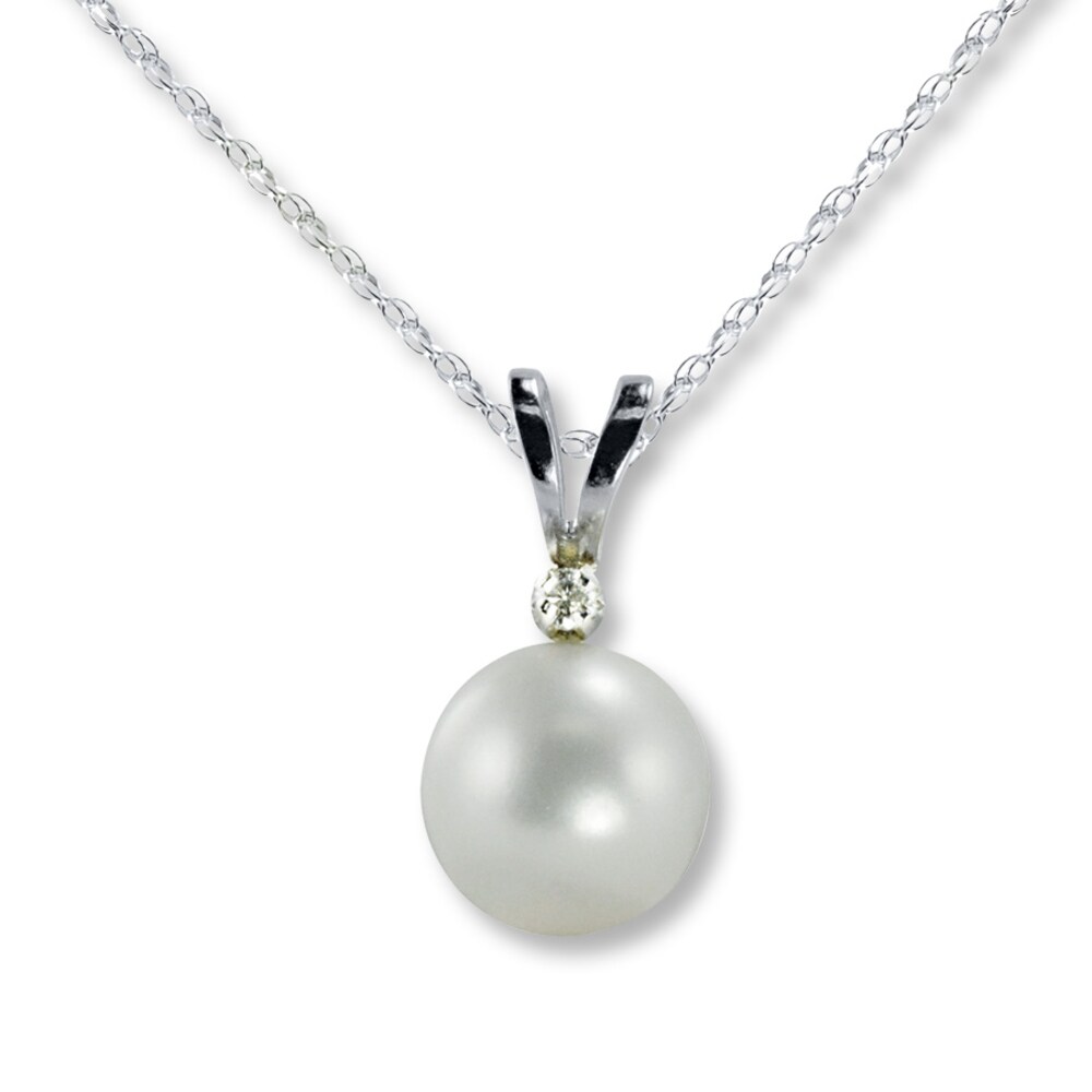 Cultured Pearl Necklace Diamond Accent 10K White Gold TQUpGIR0 Cultured Pearl Necklace Diamond Accent 10K White Gold TQUpGIR0