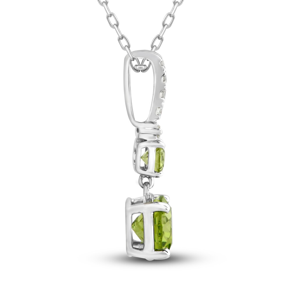Natural Peridot Pendant Necklace 1/10 ct tw Diamonds 10K White Gold 18\" TdzzRR07 Natural Peridot Pendant Necklace 1/10 ct tw Diamonds 10K White Gold 18\" TdzzRR07