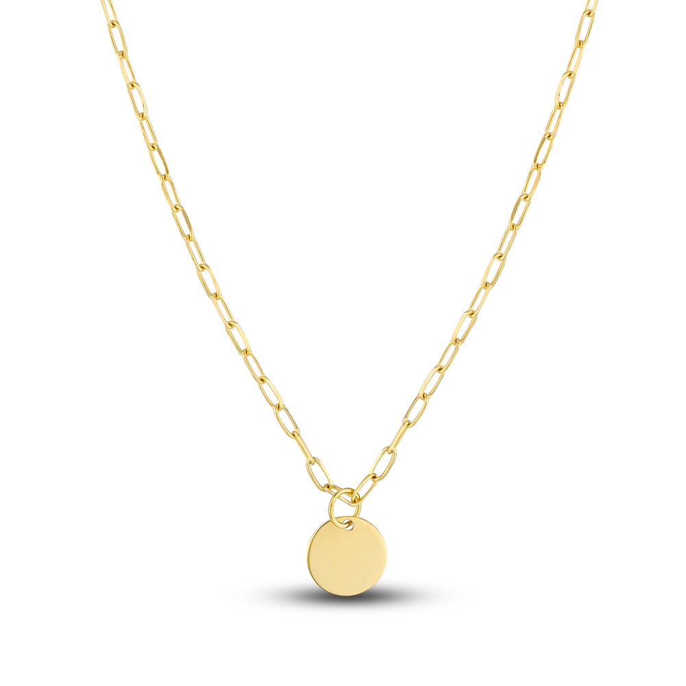 Disk Paperclip Necklace 14K Yellow Gold 18" TfrJigyX Disk Paperclip Necklace 14K Yellow Gold 18" TfrJigyX