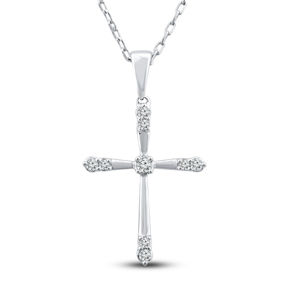 Diamond Cross Necklace 1/10 ct tw Round 10K White Gold ThXbtMyw Diamond Cross Necklace 1/10 ct tw Round 10K White Gold ThXbtMyw