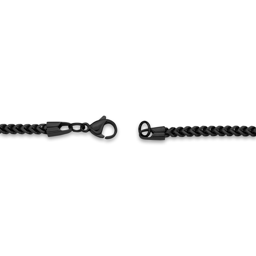 Men\'s Foxtail Chain Black Ion-Plated Stainless Steel 2.5mm 24\" TiWrJaOf Men\'s Foxtail Chain Black Ion-Plated Stainless Steel 2.5mm 24\" TiWrJaOf