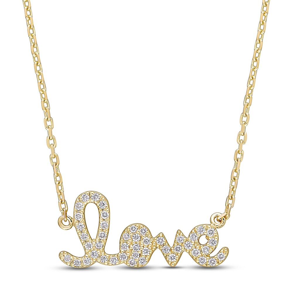 Diamond Love Necklace 1/4 ct tw Round 14K Yellow Gold 17" UKH4UPWj Diamond Love Necklace 1/4 ct tw Round 14K Yellow Gold 17" UKH4UPWj