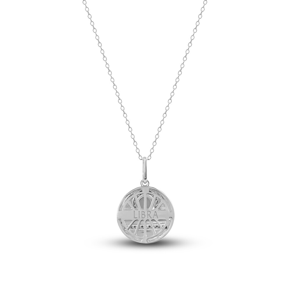 Diamond Libra Zodiac Pendant Necklace 1/10 ct tw Round 14K White Gold UMluntej Diamond Libra Zodiac Pendant Necklace 1/10 ct tw Round 14K White Gold UMluntej