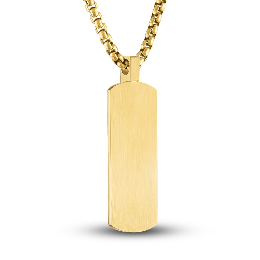 Dog Tag Necklace 1/20 ct tw Ion-Plated Stainless Steel 22\" UNBvGJLQ Dog Tag Necklace 1/20 ct tw Ion-Plated Stainless Steel 22\" UNBvGJLQ