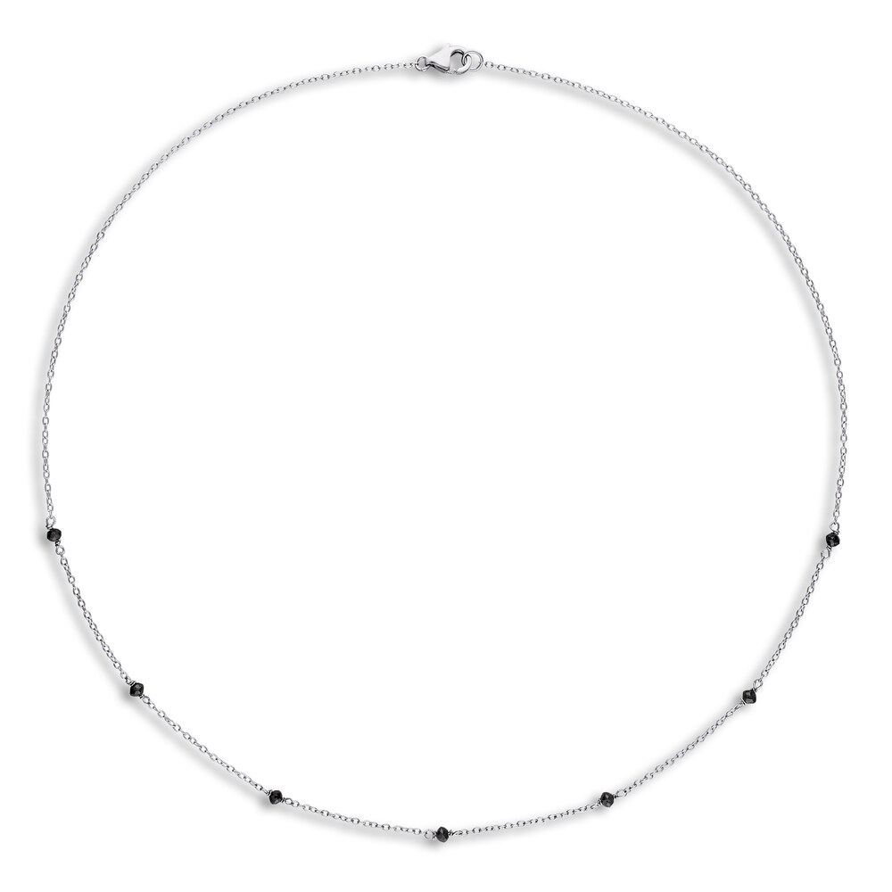 Black Diamond Bead Necklace 1 ct tw Round Sterling Silver 18\" UU8bQB9b Black Diamond Bead Necklace 1 ct tw Round Sterling Silver 18\" UU8bQB9b