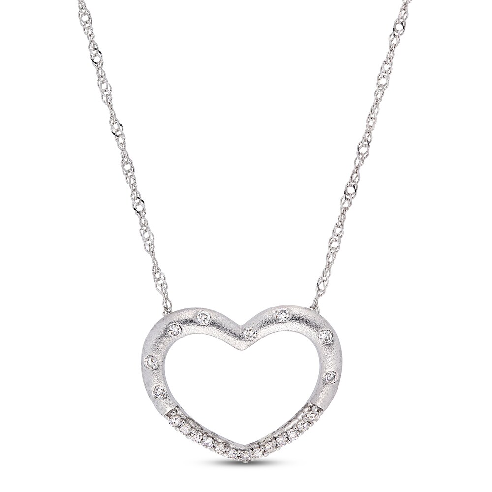 Diamond Heart Necklace 1/10 ct tw Round 10K White Gold 17" Uc1qwgPl Diamond Heart Necklace 1/10 ct tw Round 10K White Gold 17" Uc1qwgPl